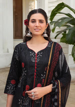 Ebony Bloom hand block Kurta Sharara Set
