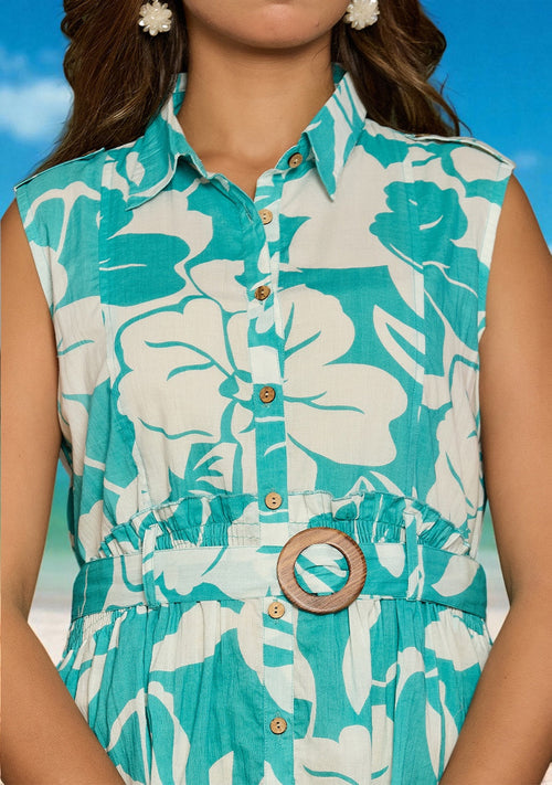 Aqua Floral Aura Dress