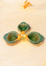 Green Swastic Diya Set of 6