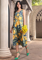 Tropical sky floral dress