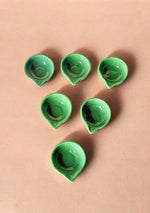 Green glazed diya set of 6