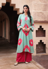 Mint Red Tie-Dye Modal Kurta Set
