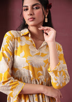 Yellow Botanical Tiered Dress