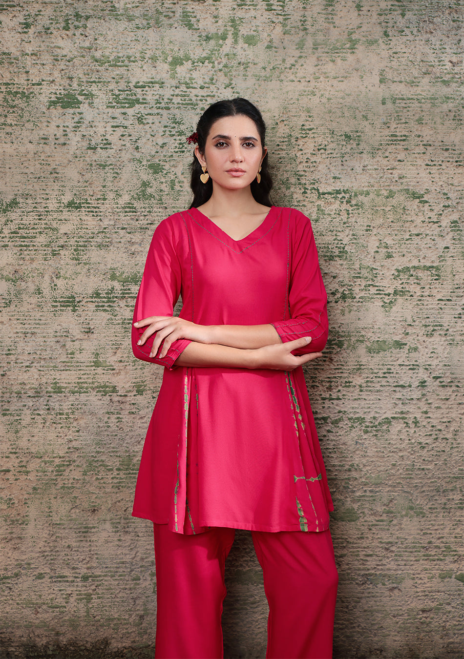 Ammanya Magenta Shibori Split Co-ord Set