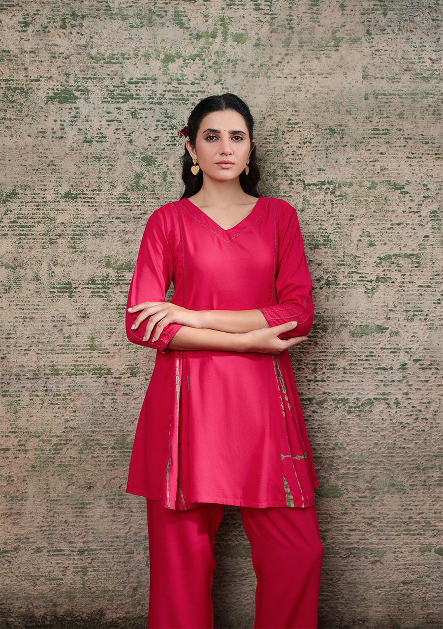 Ammanya Magenta Shibori Split Co-ord Set