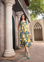 Tropical sky floral dress