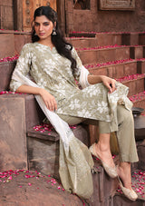 Sage Serenity Suit Set with Kota Dupatta