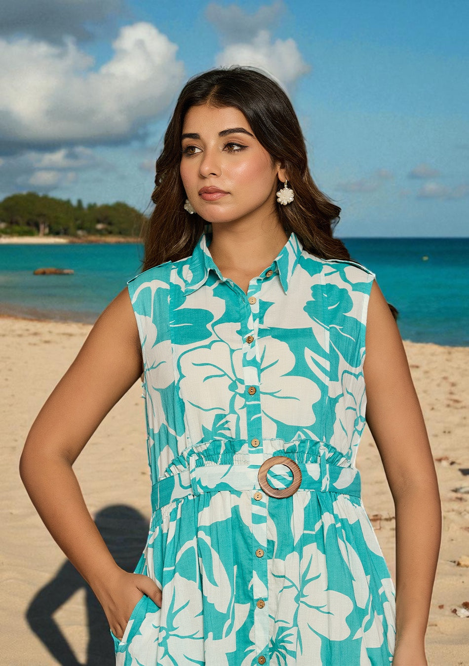 Aqua Floral Aura Dress