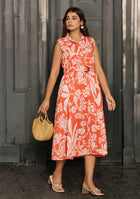 Tangerine Floral Aura Dress