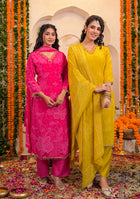 Fuchsia Bloom Crepe Suit Set