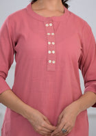 Pink Solid Cotton Kurta