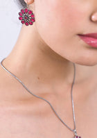 Ruby Blossom Pendant Set