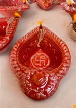 Red Swastic Diya Set of 6