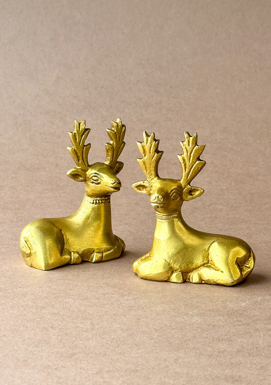 Antique Brass Royal Stag Pair