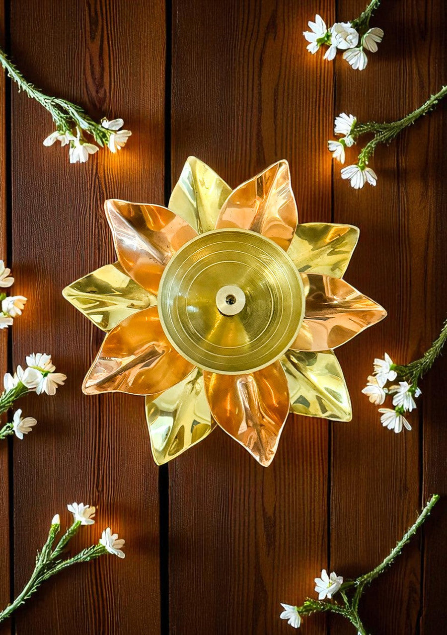 Flower Shape Brass Diya