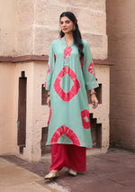 Mint Red Tie-Dye Modal Kurta Set