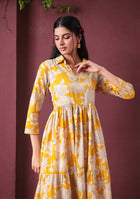 Yellow Botanical Tiered Dress