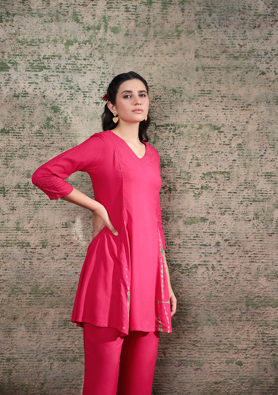 Ammanya Magenta Shibori Split Co-ord Set