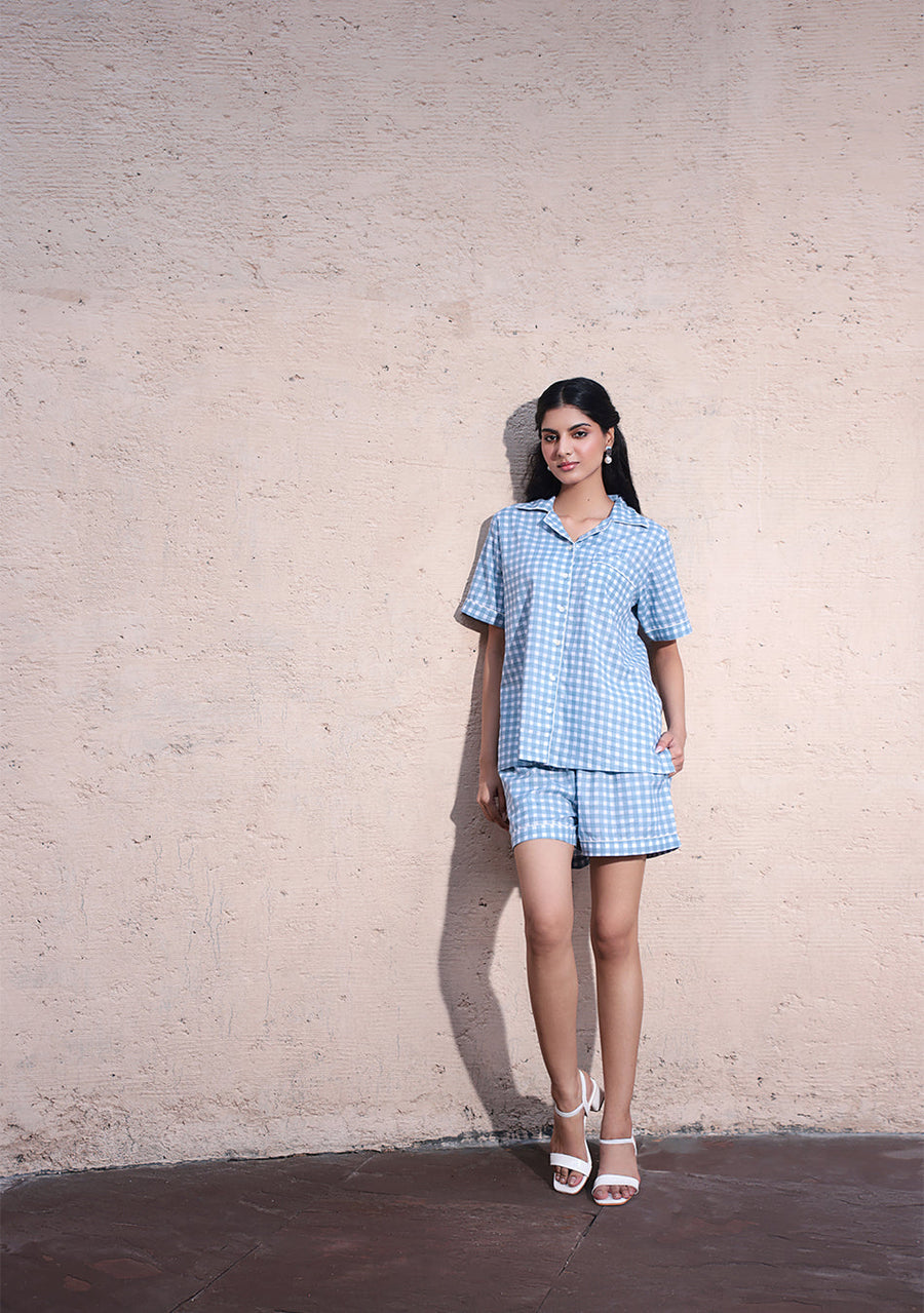 Sky Grid Night Suit
