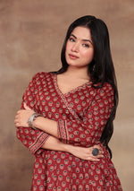 Crimson Bloom Anarkali Suit Set