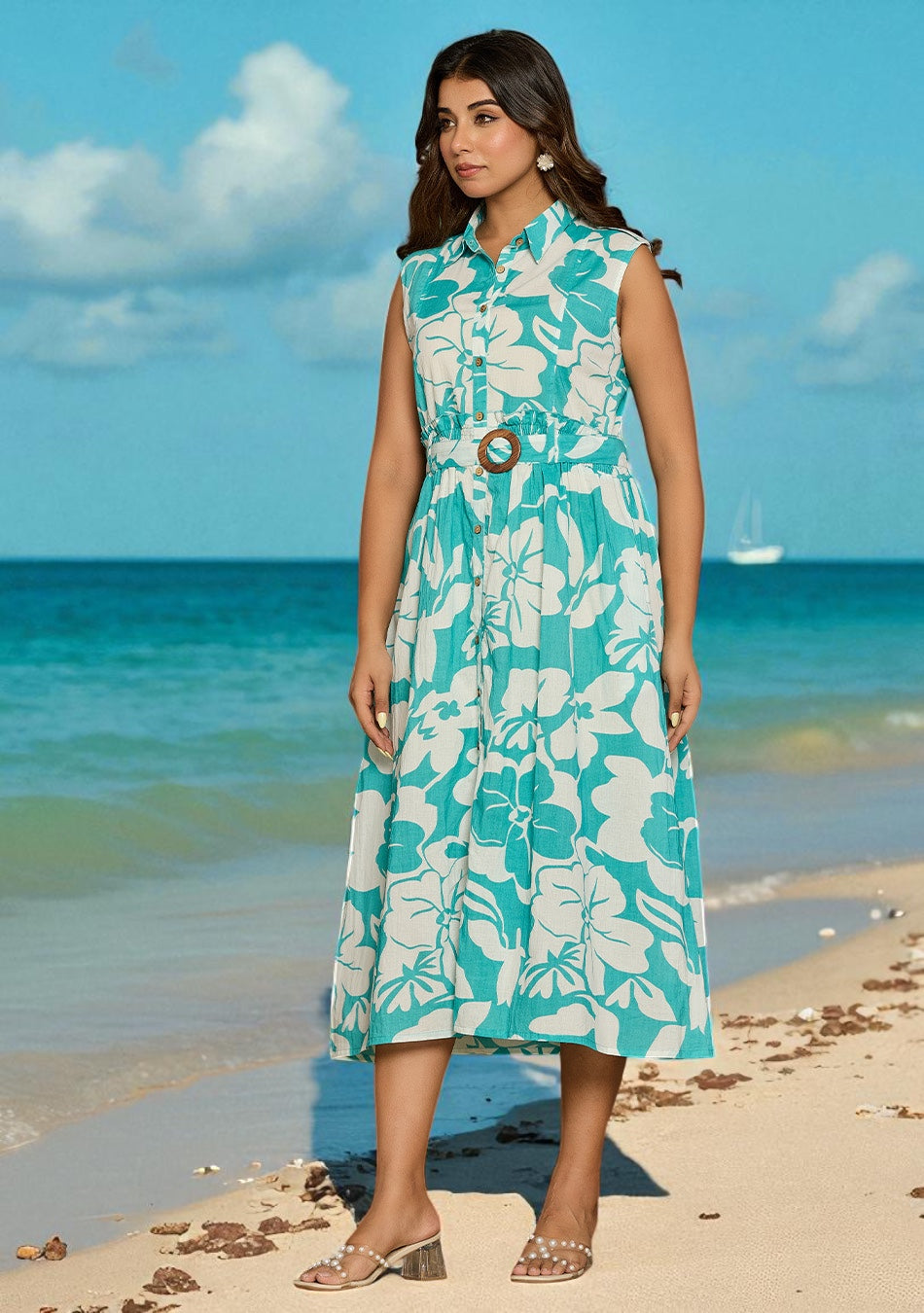 Aqua Floral Aura Dress