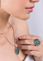 Emerald Blossom Pendant Set