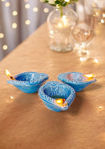 Blue Swastic Diya Set of 6