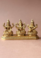 Antique Brass Lakshmi Ganesha Saraswati Set