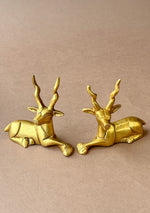 Antique Brass Resting Deer Pair