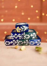 Blue/Green Handcrafter Floral Diya - Set of 6