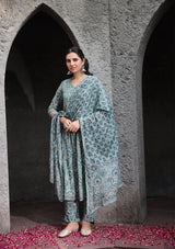 Sage Bloom Printed Suit Set
