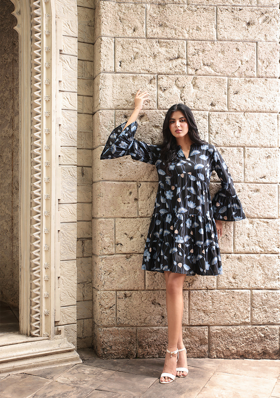 Blue Lotus Flared Dress