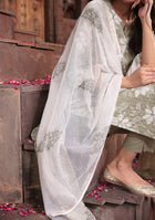 Sage Serenity Suit Set with Kota Dupatta