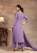 Lavender elegance Embroidered Suit Set