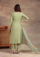 Pista Green Embroidered suit set