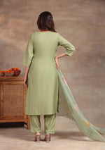 Pista Green Embroidered suit set