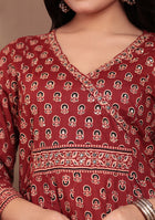 Crimson Bloom Anarkali Suit Set