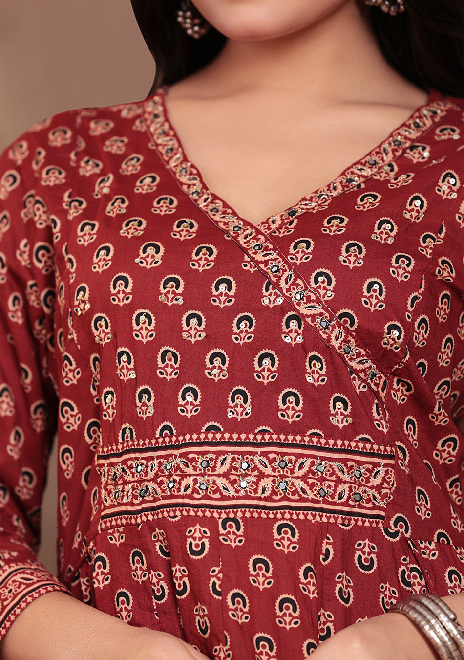 Crimson Bloom Anarkali Suit Set