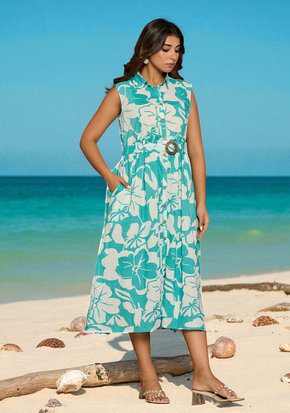 Aqua Floral Aura Dress