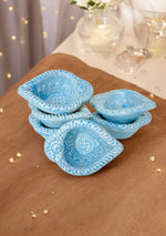 Blue Swastic Diya Set of 6