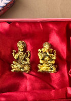 LOTUS BASE LAKSHMI GANESHA PAIR  with bell in gift box