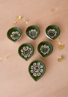 Green and white Flower Diya