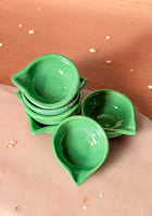 Green glazed diya set of 6