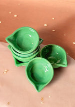 Green glazed diya set of 6