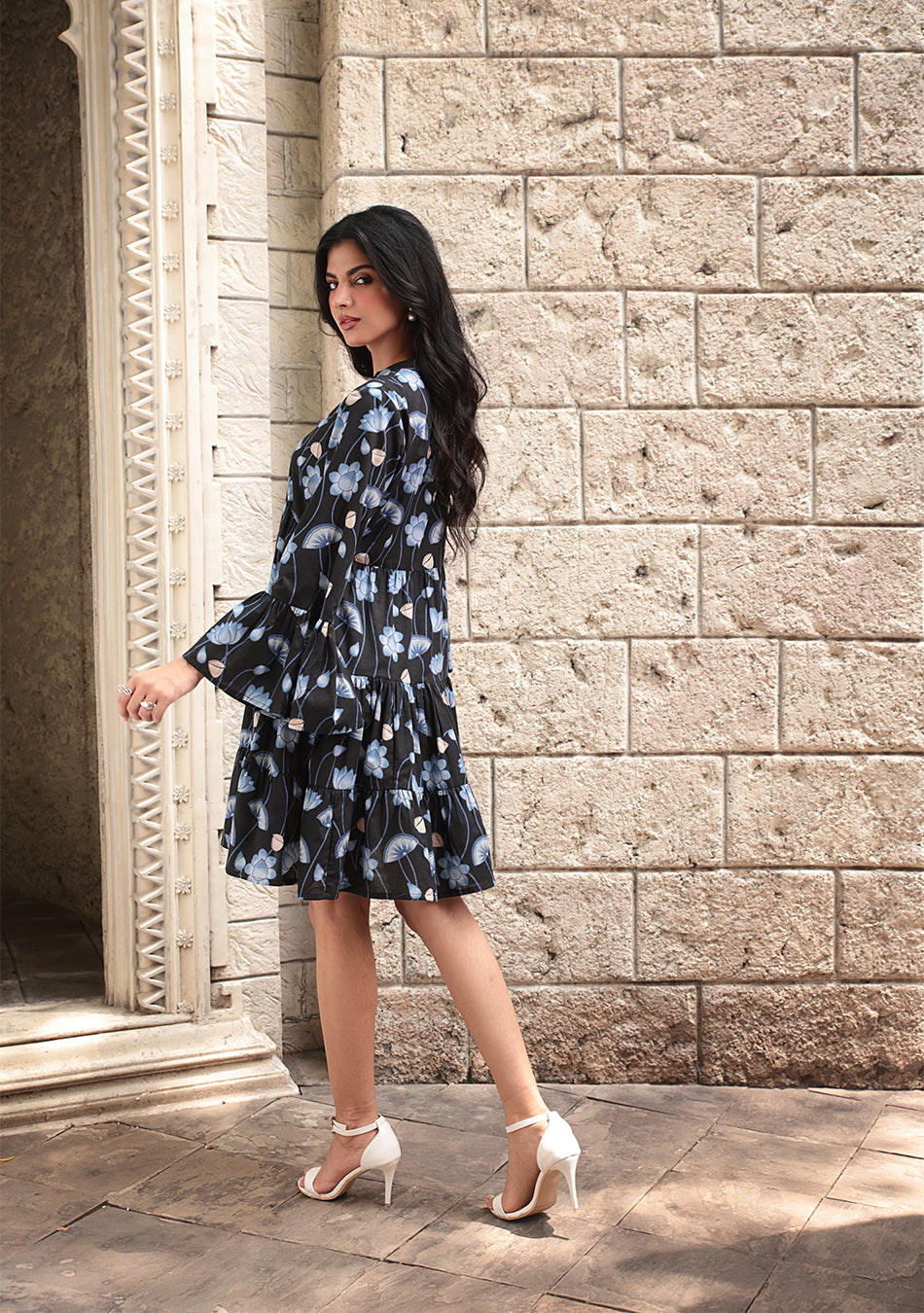 Blue Lotus Flared Dress