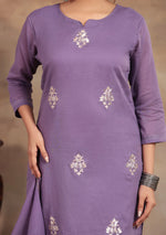 Lavender elegance Embroidered Suit Set