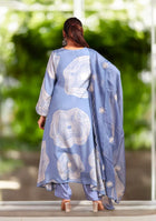 Dusty Blue Abstract print Suit Set