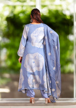 Dusty Blue Abstract print Suit Set