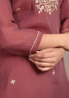 Wine Glow Embroidered Suit Set