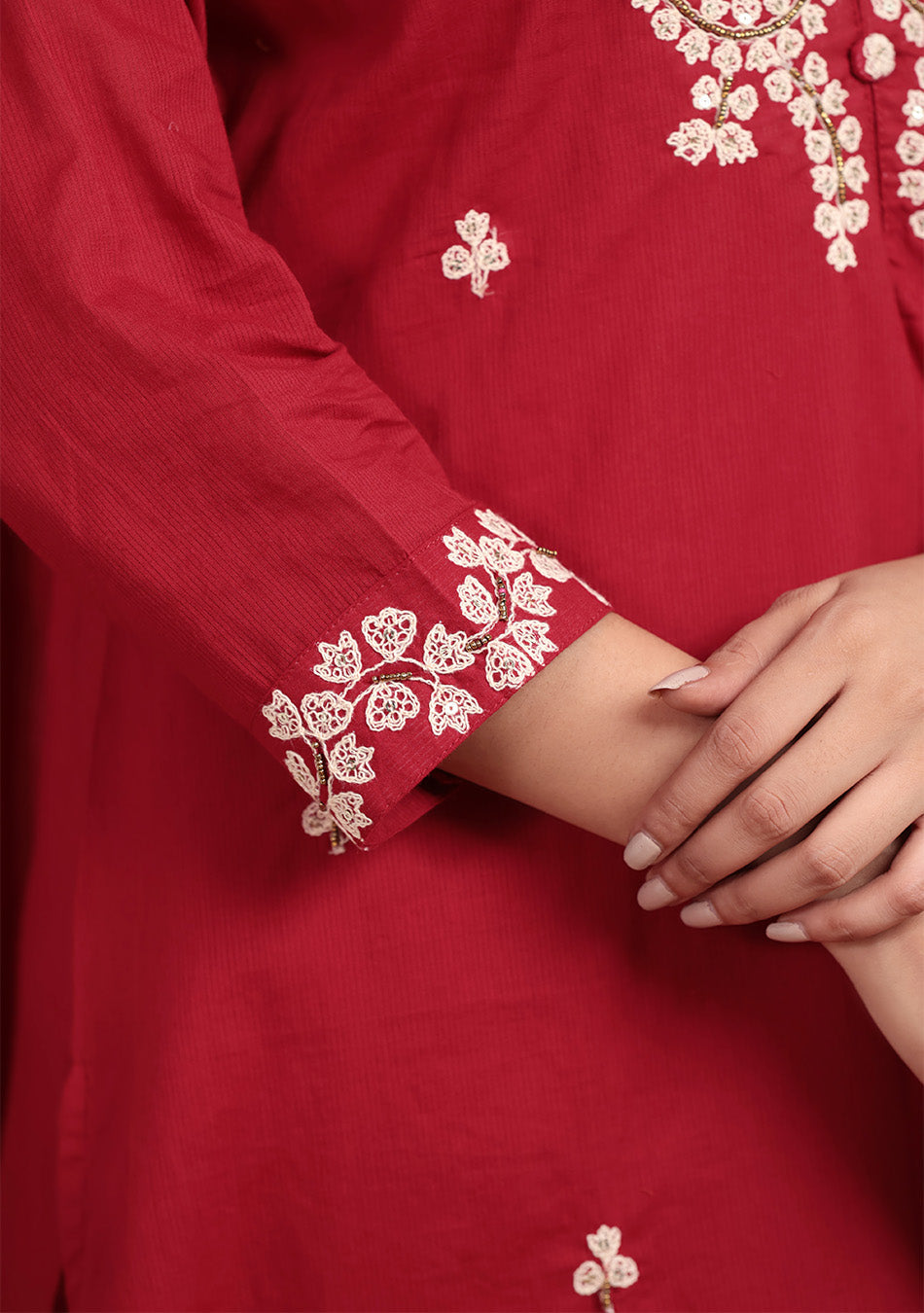 Garnet Glow Cotton Suit Set